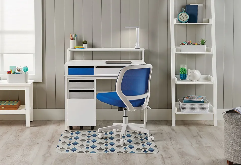Realspace® Baywick 37"W Student Computer Desk With Height-Adjustable Legs And Mobile File Cabinet, White