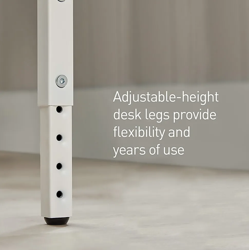 Realspace® Baywick 37"W Student Computer Desk With Height-Adjustable Legs And Mobile File Cabinet, White