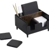 Realspace® Becker Wood/Metal Desktop Organizer With Coasters, 8-3/4" x 7", Natural/Black