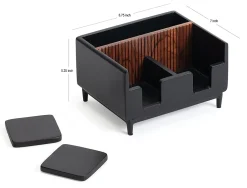 Realspace® Becker Wood/Metal Desktop Organizer With Coasters, 8-3/4