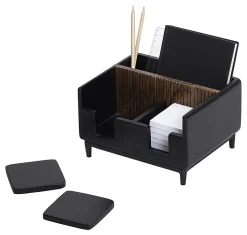 Realspace® Becker Wood/Metal Desktop Organizer With Coasters, 8-3/4