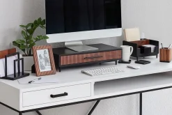 Realspace® Becker Wood/Metal Desktop Organizer With Coasters, 8-3/4