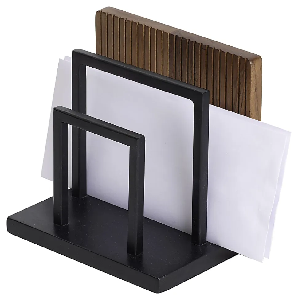 Realspace® Becker Wood/Metal Letter Sorter, 6-3/4"H x 7"W x 5"D, Natural/Black