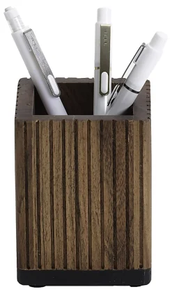Realspace® Becker Wood Pen Cup, 4"H x 3"W x 3"D, Natural