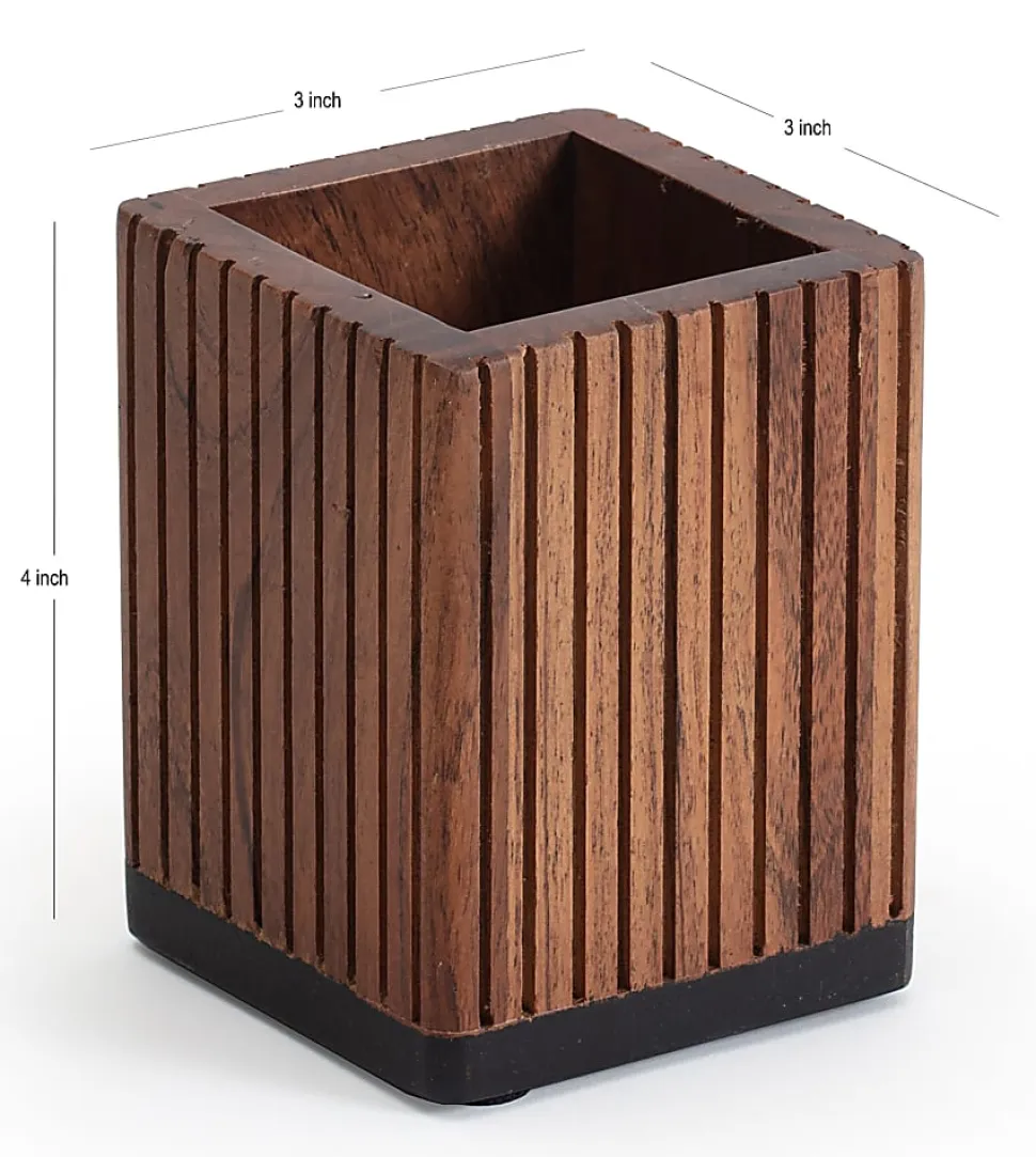 Realspace® Becker Wood Pen Cup, 4"H x 3"W x 3"D, Natural