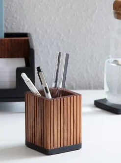 Realspace® Becker Wood Pen Cup, 4
