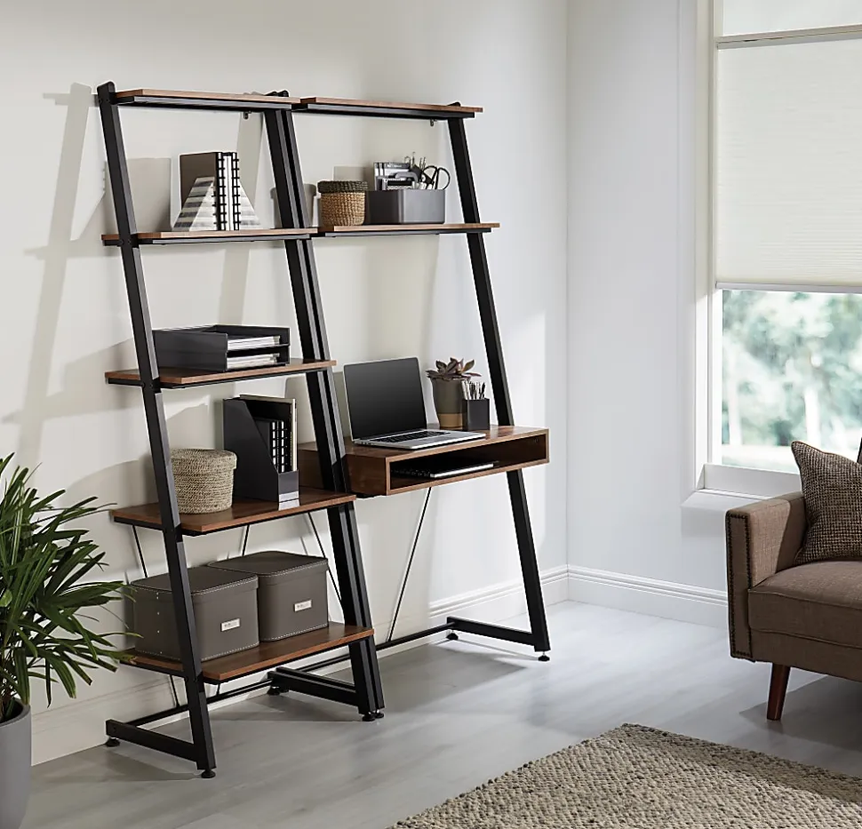 Realspace® Belling 35"W Leaning Computer Desk, Modern Oak