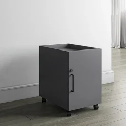 Realspace® Bexler 42”W Computer Desk With Mobile Cart, Gray/Black