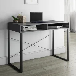 Realspace® Bexler 42”W Computer Desk With Mobile Cart, Gray/Black