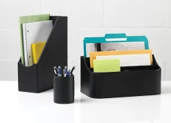 Realspace® Black Faux Leather Pencil Cup