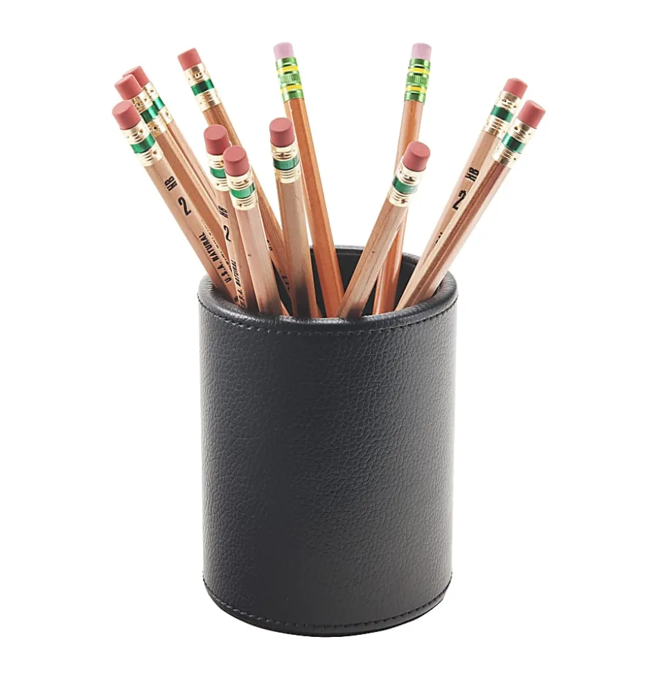 Realspace® Black Faux Leather Pencil Cup