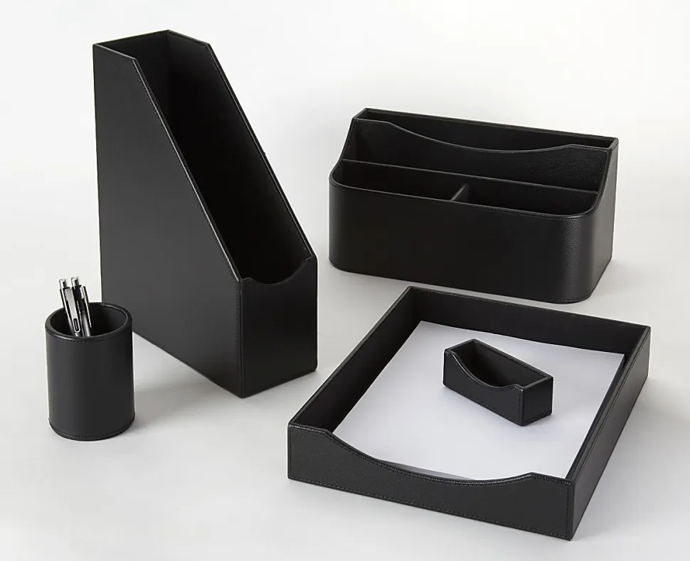Realspace® Black Faux Leather Pencil Cup