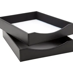 Realspace® Black Faux Leather Paper Tray, Letter Size
