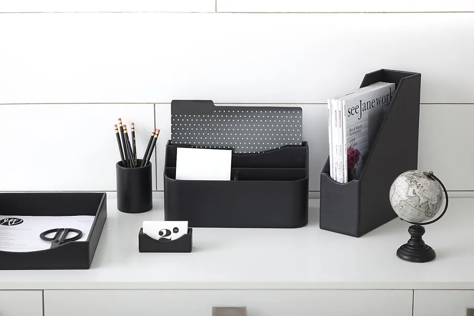 Realspace® Black Faux Leather Desk Valet