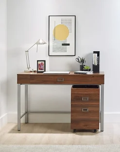 Realspace® Brezio 47"W Computer Desk With Mobile File Cabinet, Brown