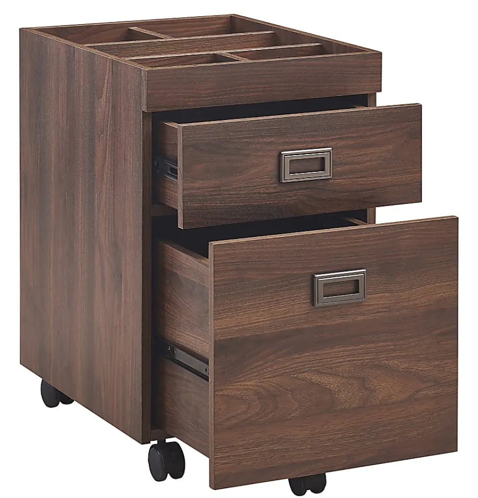 Realspace® Brezio 47"W Computer Desk With Mobile File Cabinet, Brown