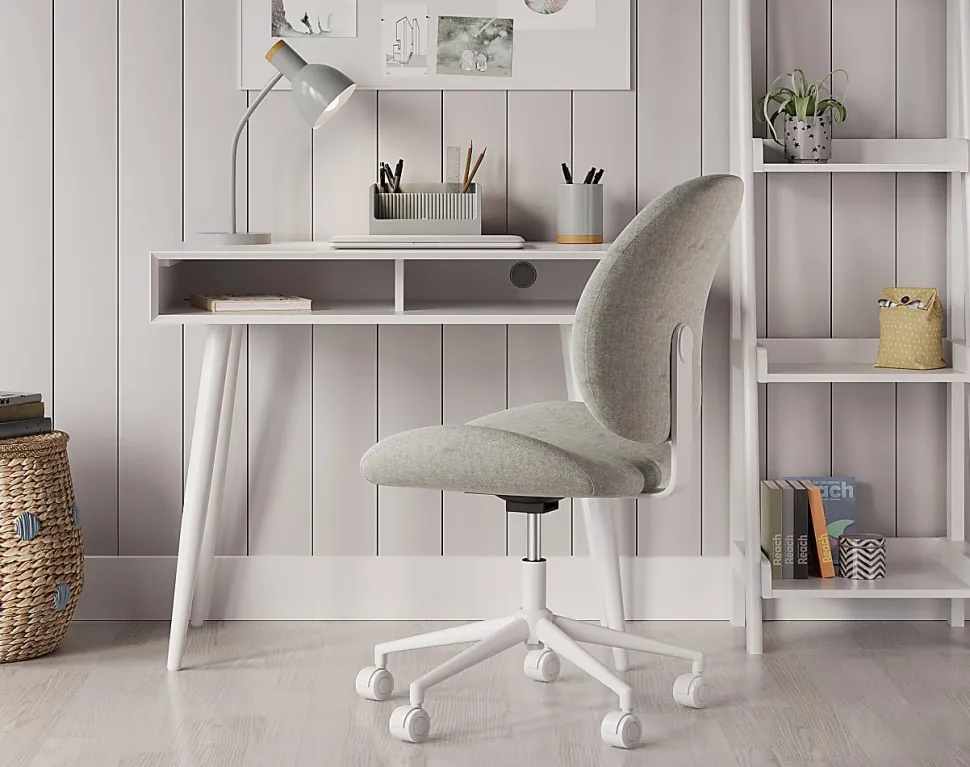 Realspace® Brigsley Fabric Low-Back Task Chair, Gray/White
