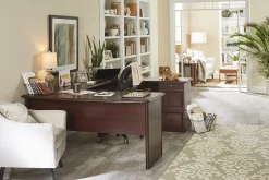 Realspace® Broadstreet 65"W U-Shaped Executive Corner Desk, Cherry