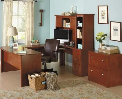 Realspace® Broadstreet 65"W U-Shaped Executive Corner Desk, Maple