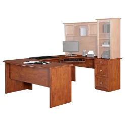 Realspace® Broadstreet 65"W U-Shaped Executive Corner Desk, Maple