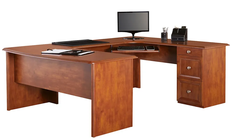 Realspace® Broadstreet 65"W U-Shaped Executive Corner Desk, Maple