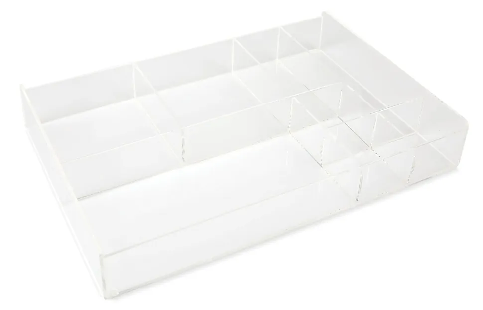Realspace® 8-Compartment Desk Organizer, 2"H x 12-7/8"W x 8-3/4"D, Clear
