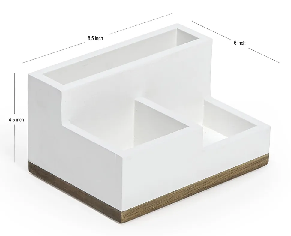 Realspace® 3-Compartment Wood Desktop Organizer, 4-1/2”H x 8-1/2”W x 6”D, White/Natural