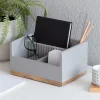 Realspace® 3-Compartment Wood Desktop Organizer, 4-1/2”H x 8-1/2”W x 6”D, Gray/Natural
