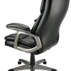 Realspace® Cressfield Bonded Leather High-Back Executive Office Chair, Black/Silver, BIFMA Compliant