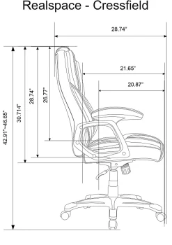 Realspace® Cressfield Bonded Leather High-Back Executive Office Chair, Black/Silver, BIFMA Compliant