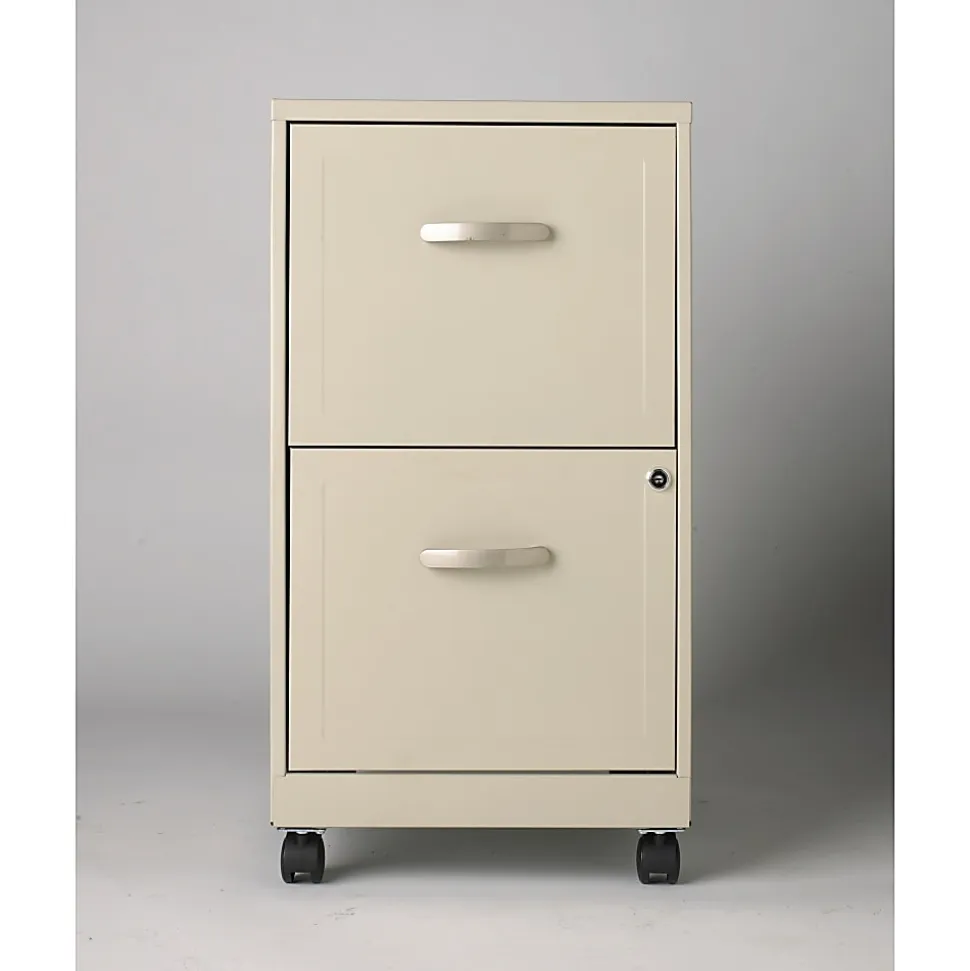 Realspace 18"D 2-Drawer Letter-Size Metal Mobile Vertical File Cabinet, Stone