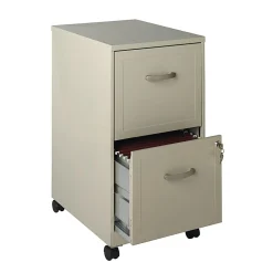 Realspace 18"D 2-Drawer Letter-Size Metal Mobile Vertical File Cabinet, Stone