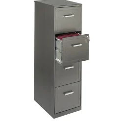 Realspace 18"D 4-Drawer Vertical Letter-Size File Cabinet, Metallic Charcoal