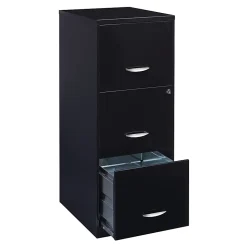 Realspace 18"D 3-Drawer Vertical Letter-Size File Cabinet, Black