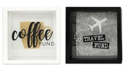 Realspace® Decorative Shadow Box Bank, 7" x 7", Assorted Designs