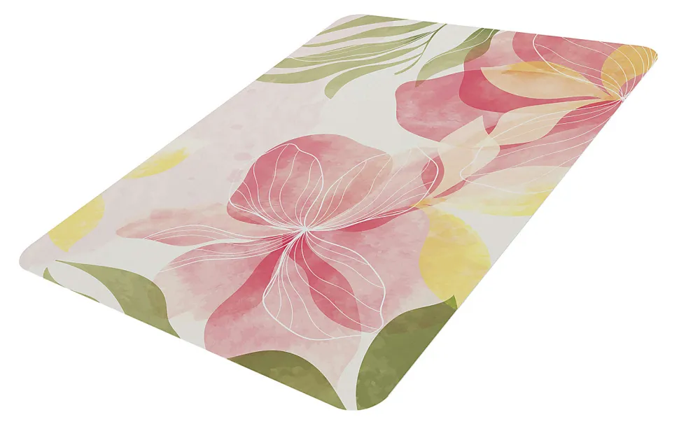 Realspace® Decorative Vinyl Chair Mat For Low Carpet, 36" x 48", Natural Floral