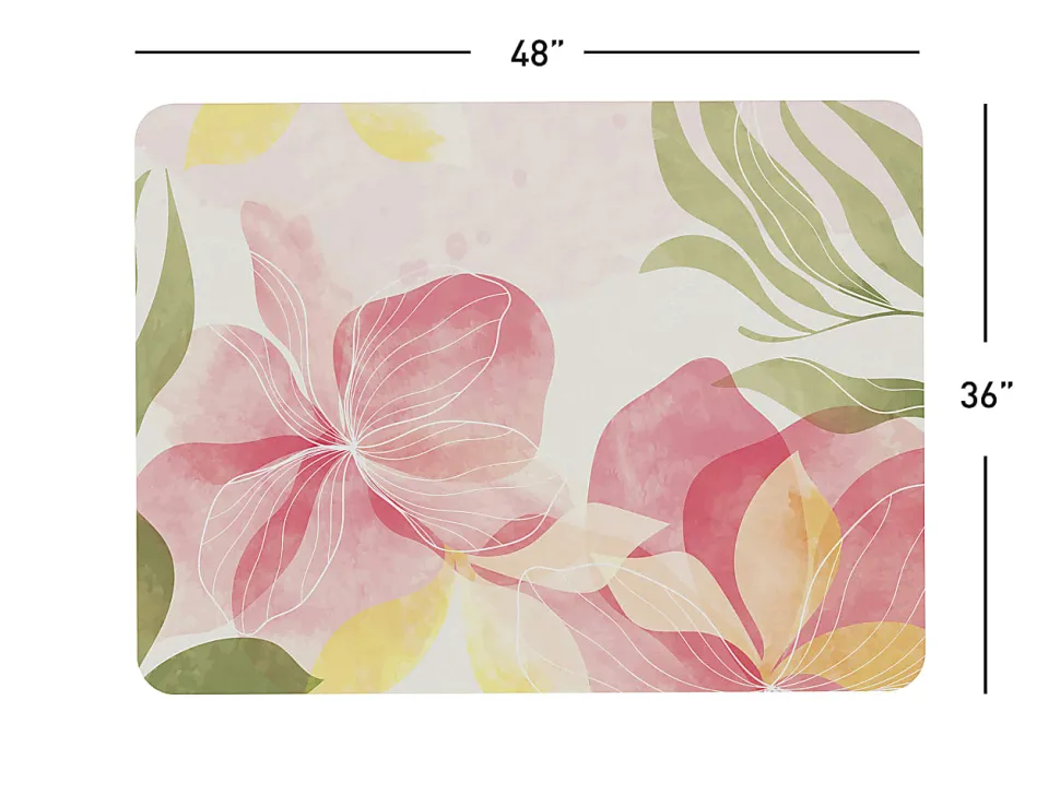 Realspace® Decorative Vinyl Chair Mat For Low Carpet, 36" x 48", Natural Floral