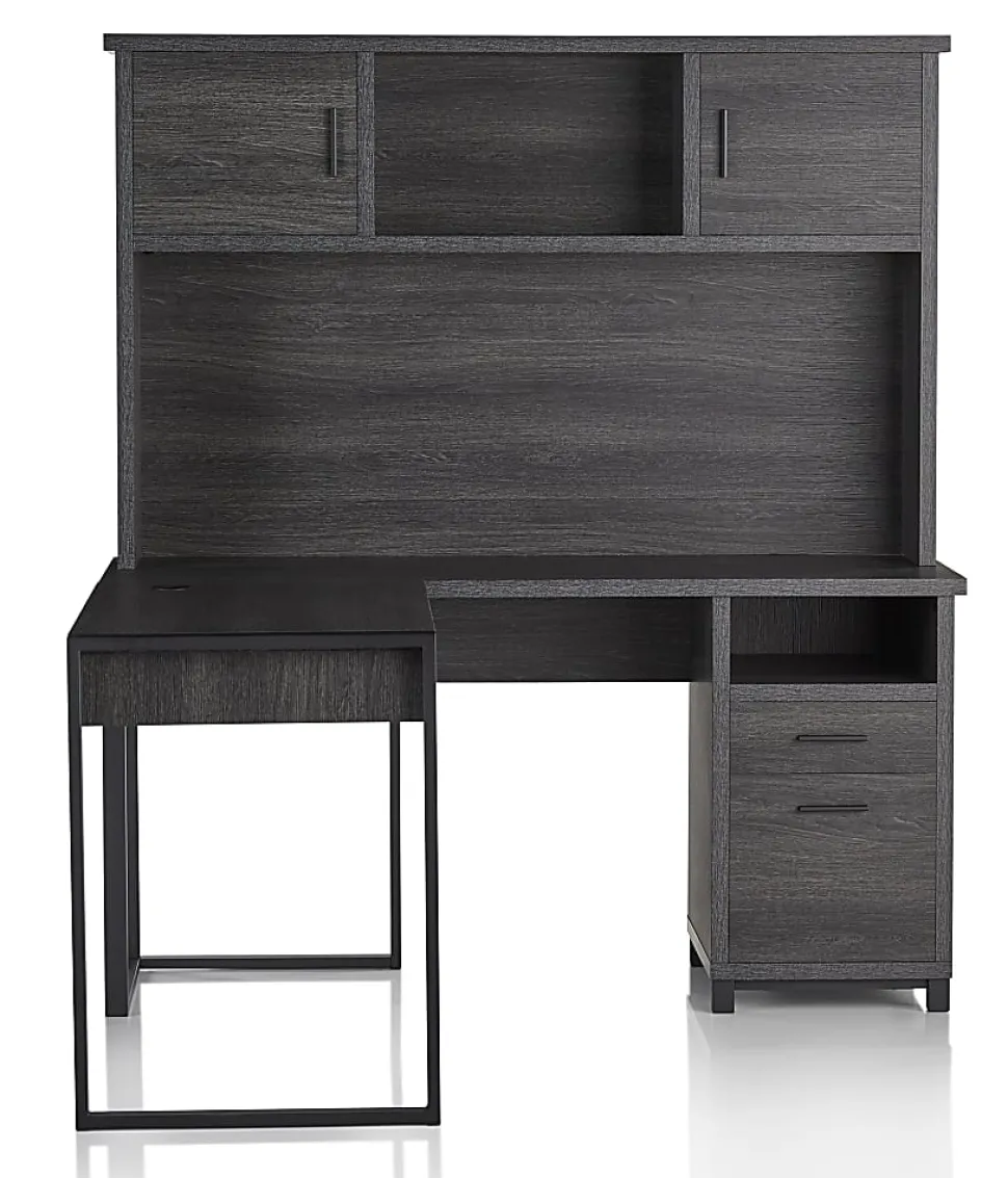 Realspace® DeJori 59"W L-Shape Corner Desk With Hutch, Charcoal