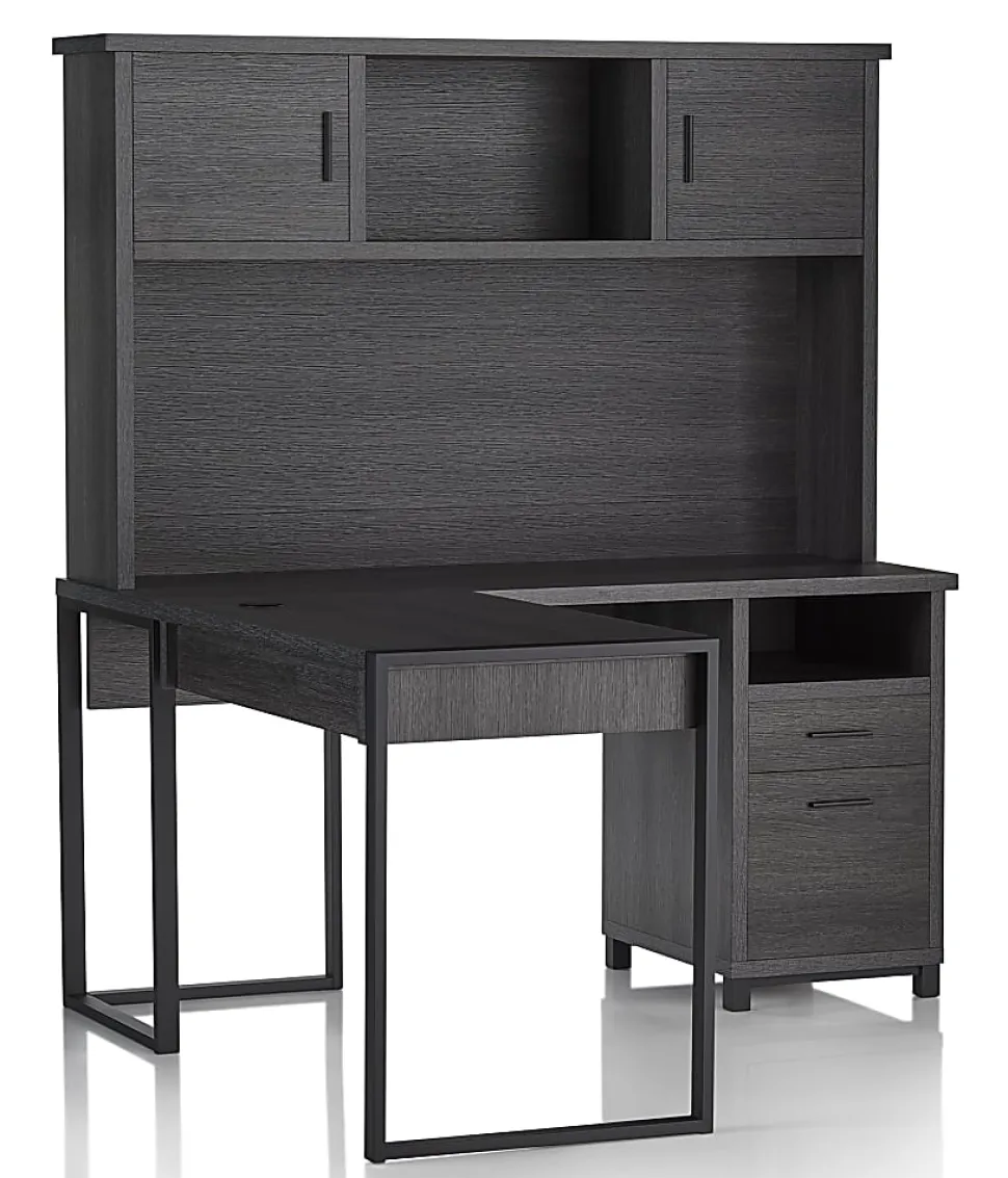 Realspace® DeJori 59"W L-Shape Corner Desk With Hutch, Charcoal