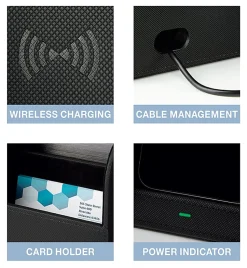 Realspace™ Desk Organizer With Wireless Charger With Antimicrobial Treatment, Black
