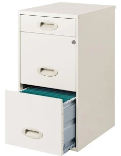 Realspace 18"D Vertical 3-Drawer Letter-Size File Cabinet, Metal, Pearl White