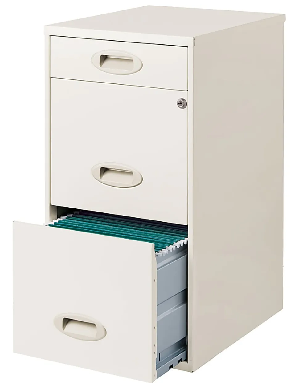 Realspace 18"D Vertical 3-Drawer Letter-Size File Cabinet, Metal, Pearl White