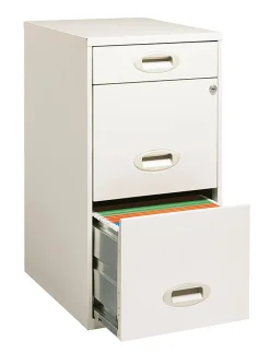 Realspace 18"D Vertical 3-Drawer Letter-Size File Cabinet, Metal, Pearl White