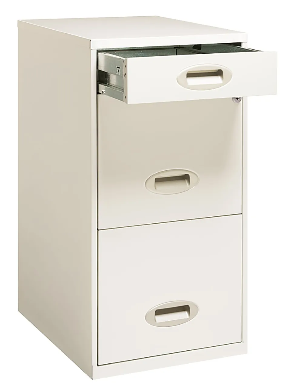 Realspace 18"D Vertical 3-Drawer Letter-Size File Cabinet, Metal, Pearl White