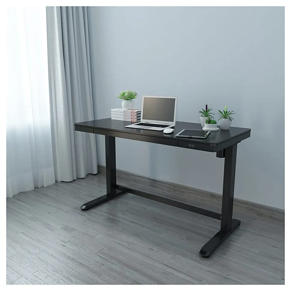 Realspace® Electric 48"W Height-Adjustable Standing Desk, Black