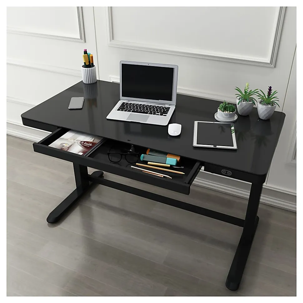 Realspace® Electric 48"W Height-Adjustable Standing Desk, Black
