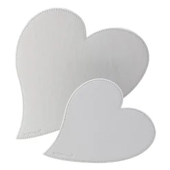 Realspace® Faux Leather Heart Mouse Pad And Coaster Set, White