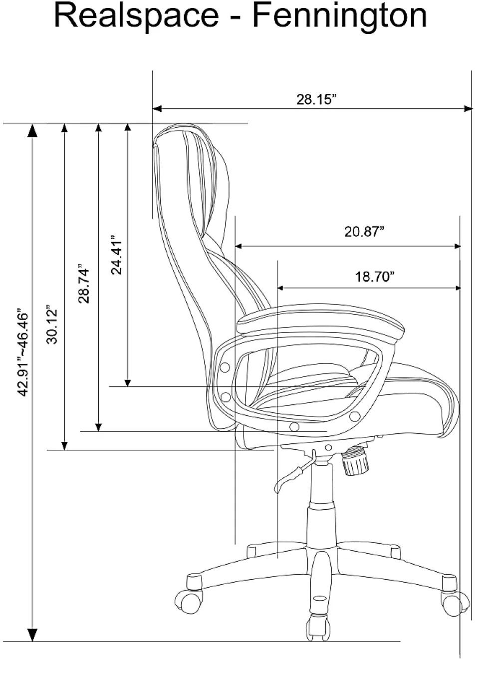 Realspace® Fennington Bonded Leather High-Back Executive Office Chair, Brown, BIFMA Compliant