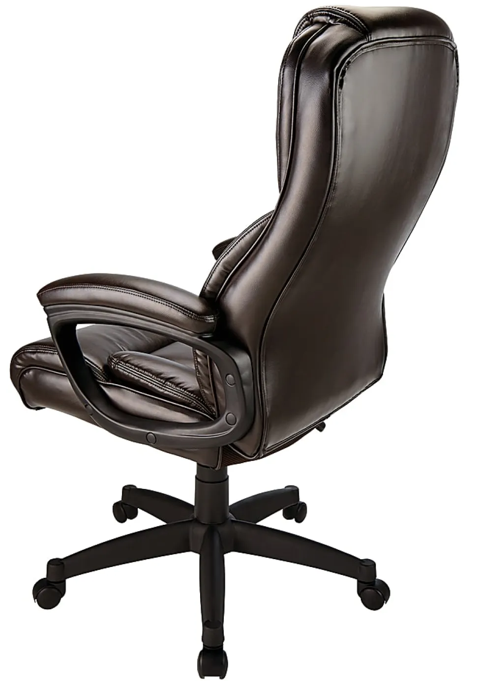 Realspace® Fennington Bonded Leather High-Back Executive Office Chair, Brown, BIFMA Compliant