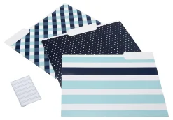 Realspace™ File Folders, Letter Size, Blue/Navy/White, Pack Of 6